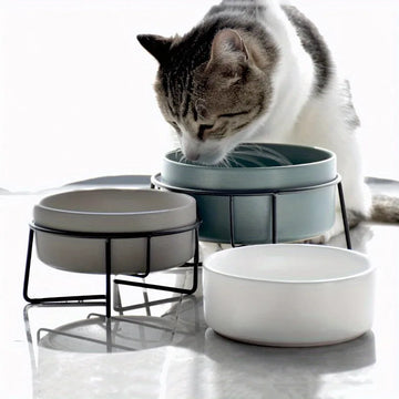 Cat  Bowls with Stand Ceramic